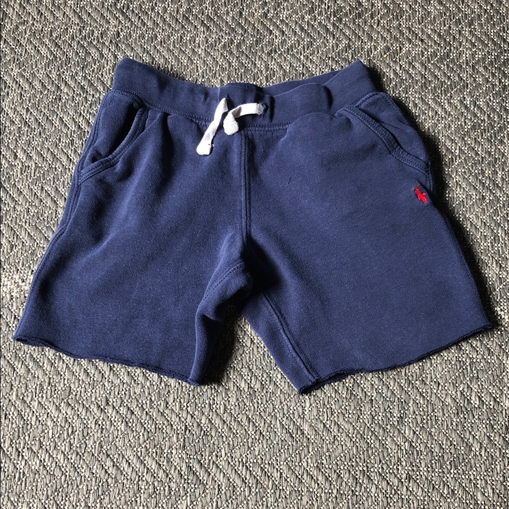 Polo by Ralph Lauren Navy Kids Cotton Drawstring Shorts with Red Pony